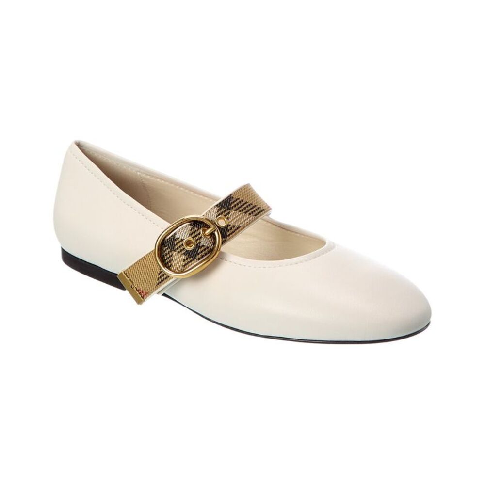 Burberry Check Robin Leather Ballerina Flat